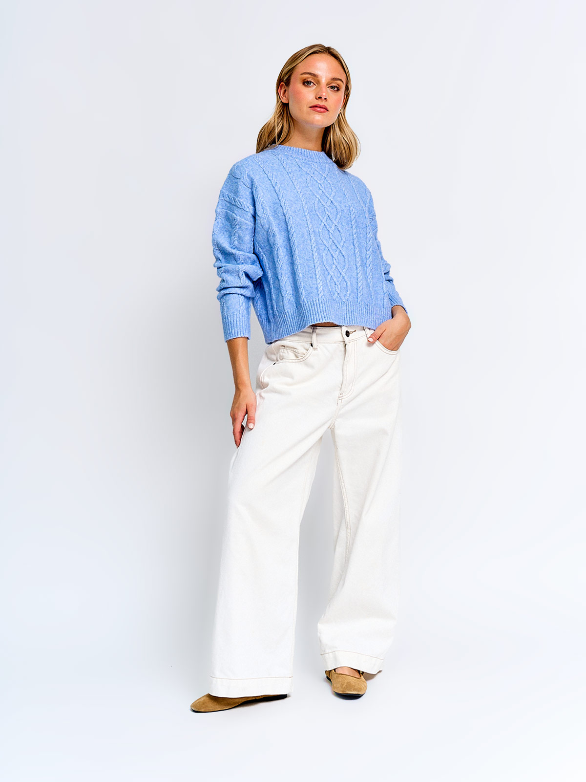 SWEATER MUJER INDEX MANGA LARGA TRENZADO - 4