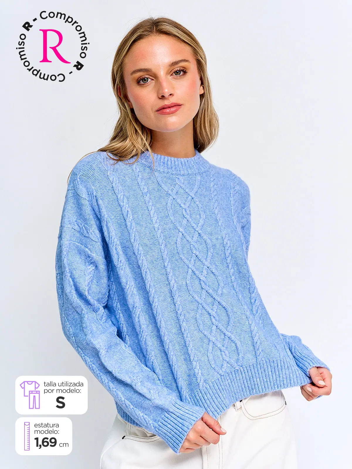 SWEATER MUJER INDEX MANGA LARGA TRENZADO - 1