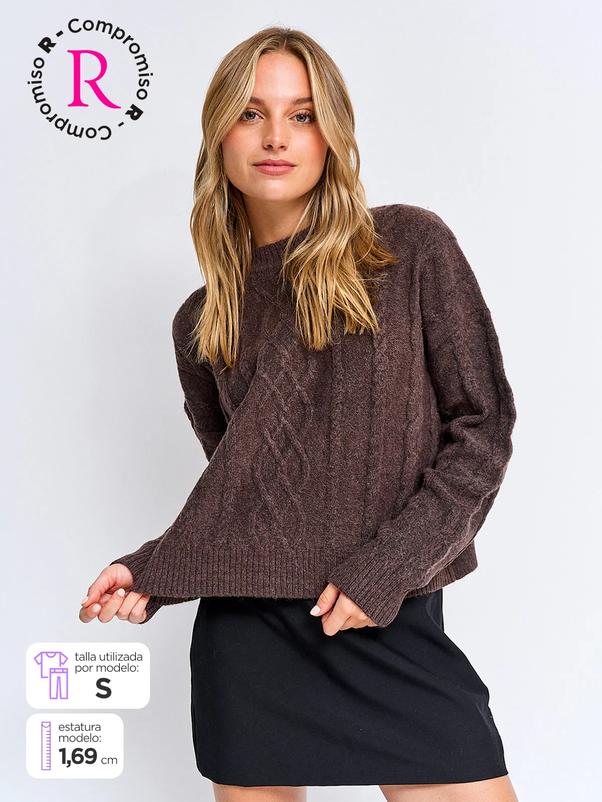 SWEATER MUJER INDEX MANGA LARGA TRENZADO