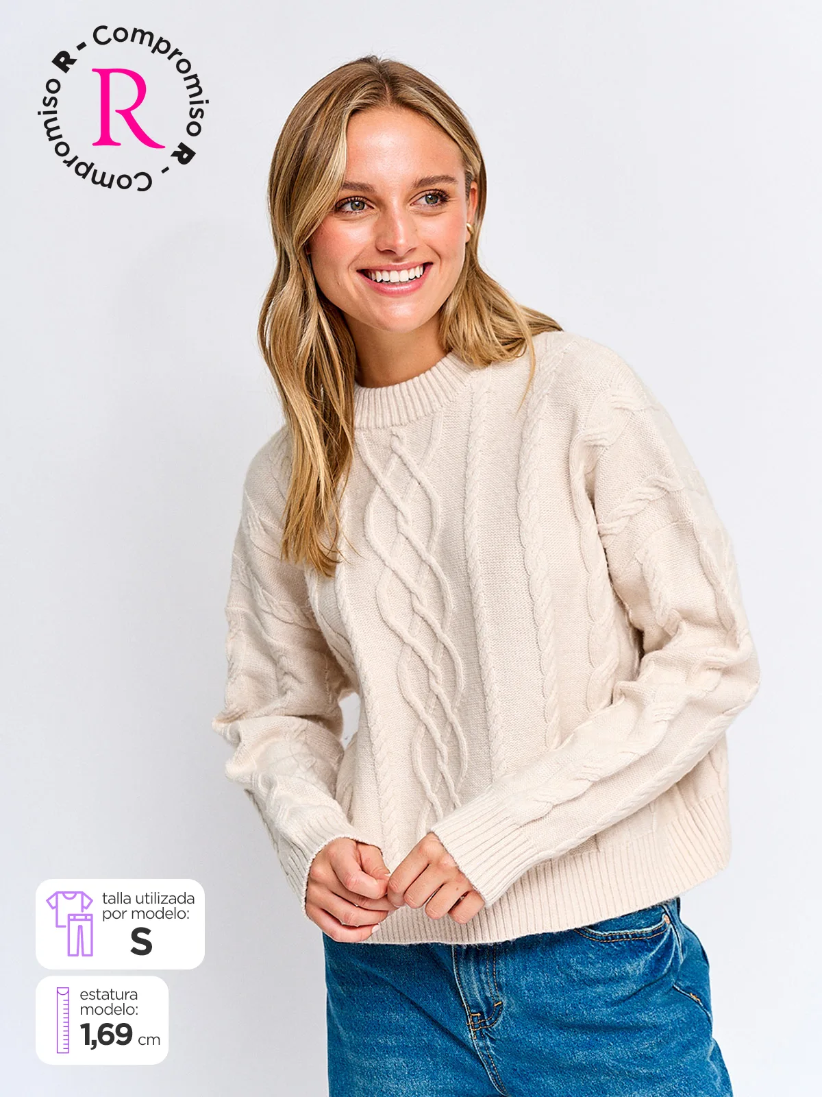 SWEATER MUJER INDEX MANGA LARGA TRENZADO - 1