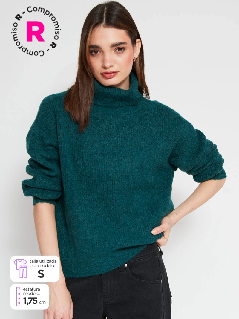 SWEATER MUJER INDEX MANGA LARGA BÁSICO - 1
