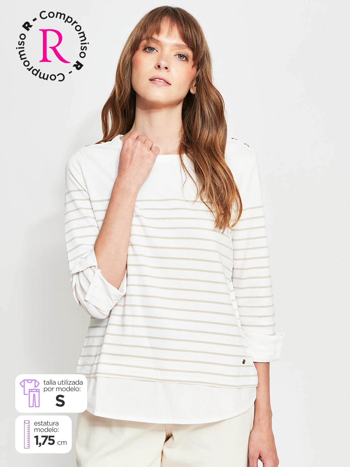 POLERA MUJER CACHAREL ALGODÓN MANGA LARGA - 1