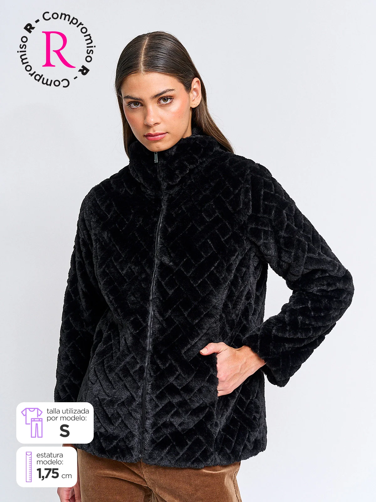 CACHAREL CHAQUETA MUJER CACHAREL CUELLO ALTO PELOS