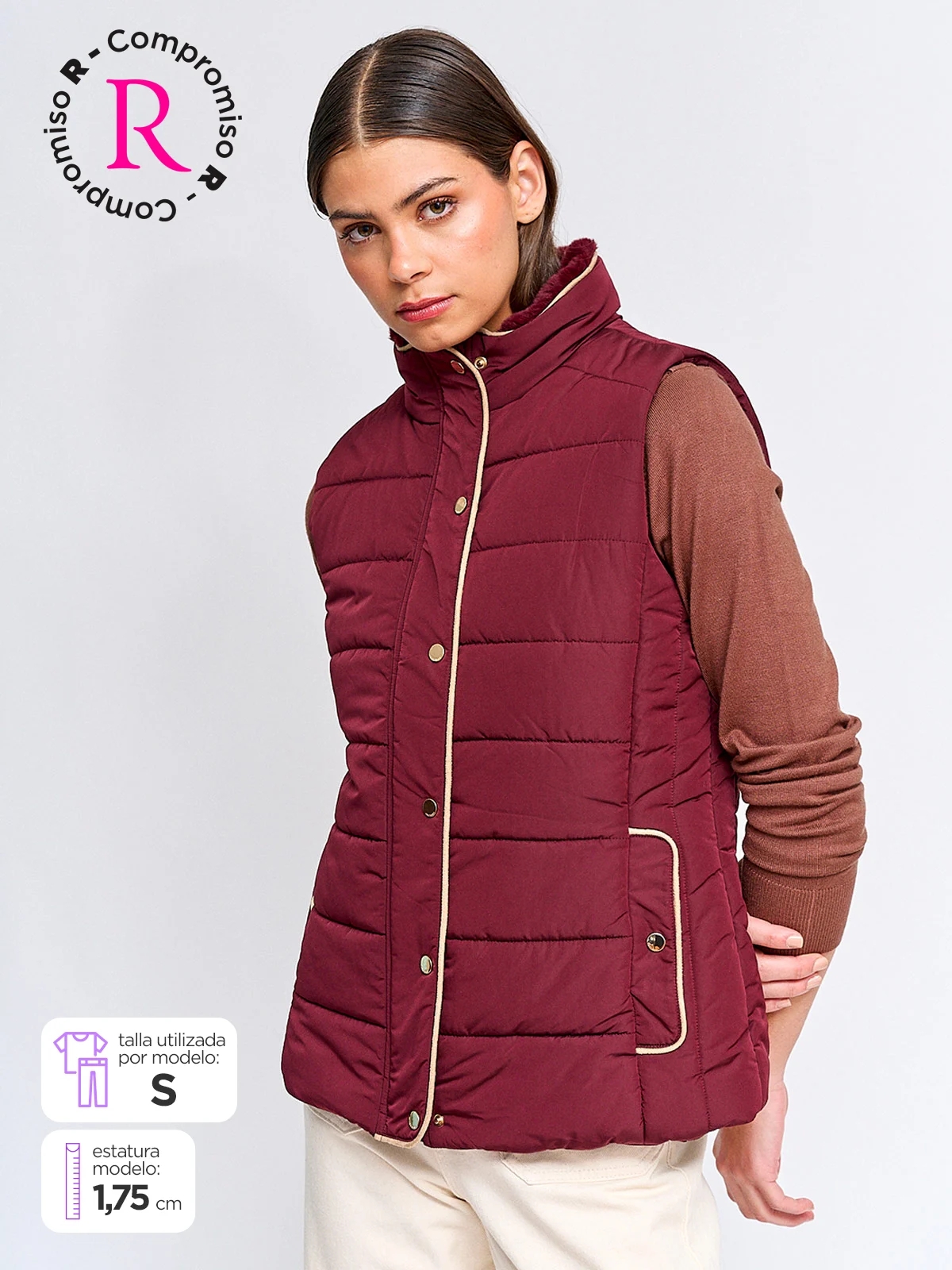 PARKA MUJER CACHAREL CUELLO ALTO SIN MANGAS PELOS - 1