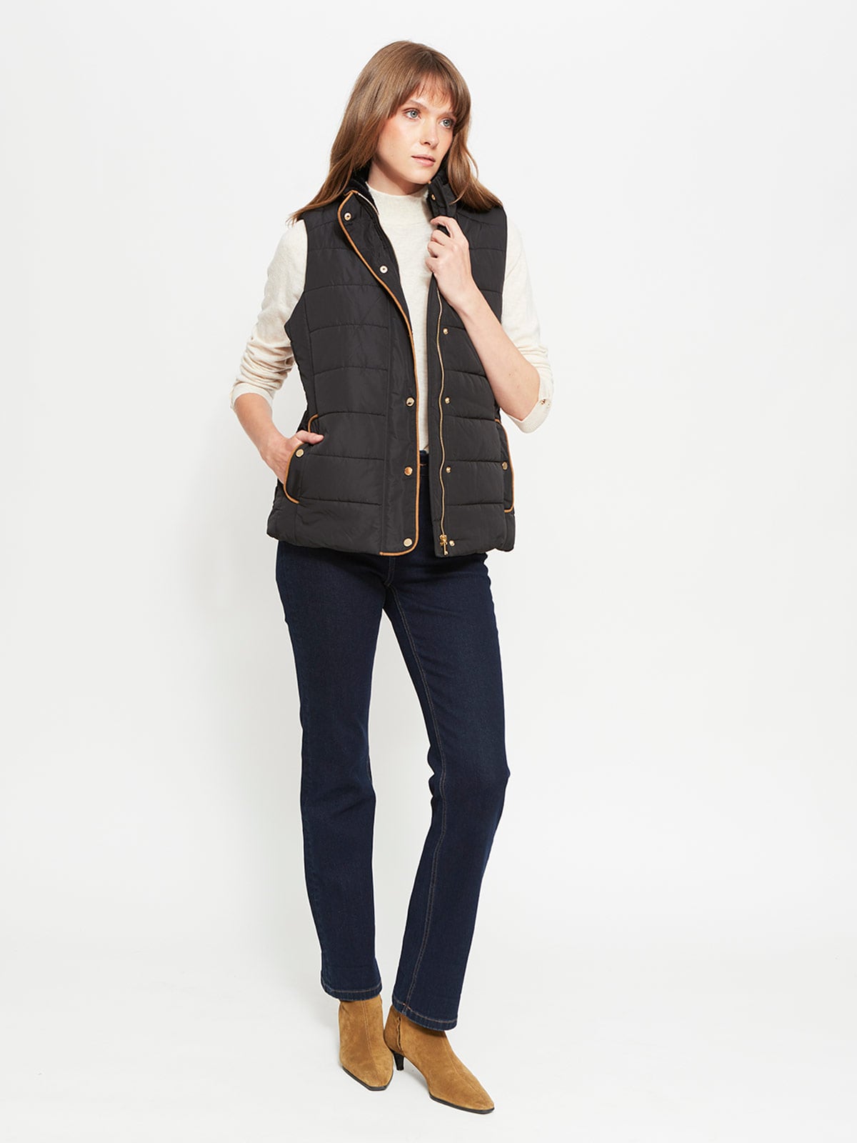 PARKA MUJER CACHAREL CUELLO ALTO SIN MANGAS PELOS - 4