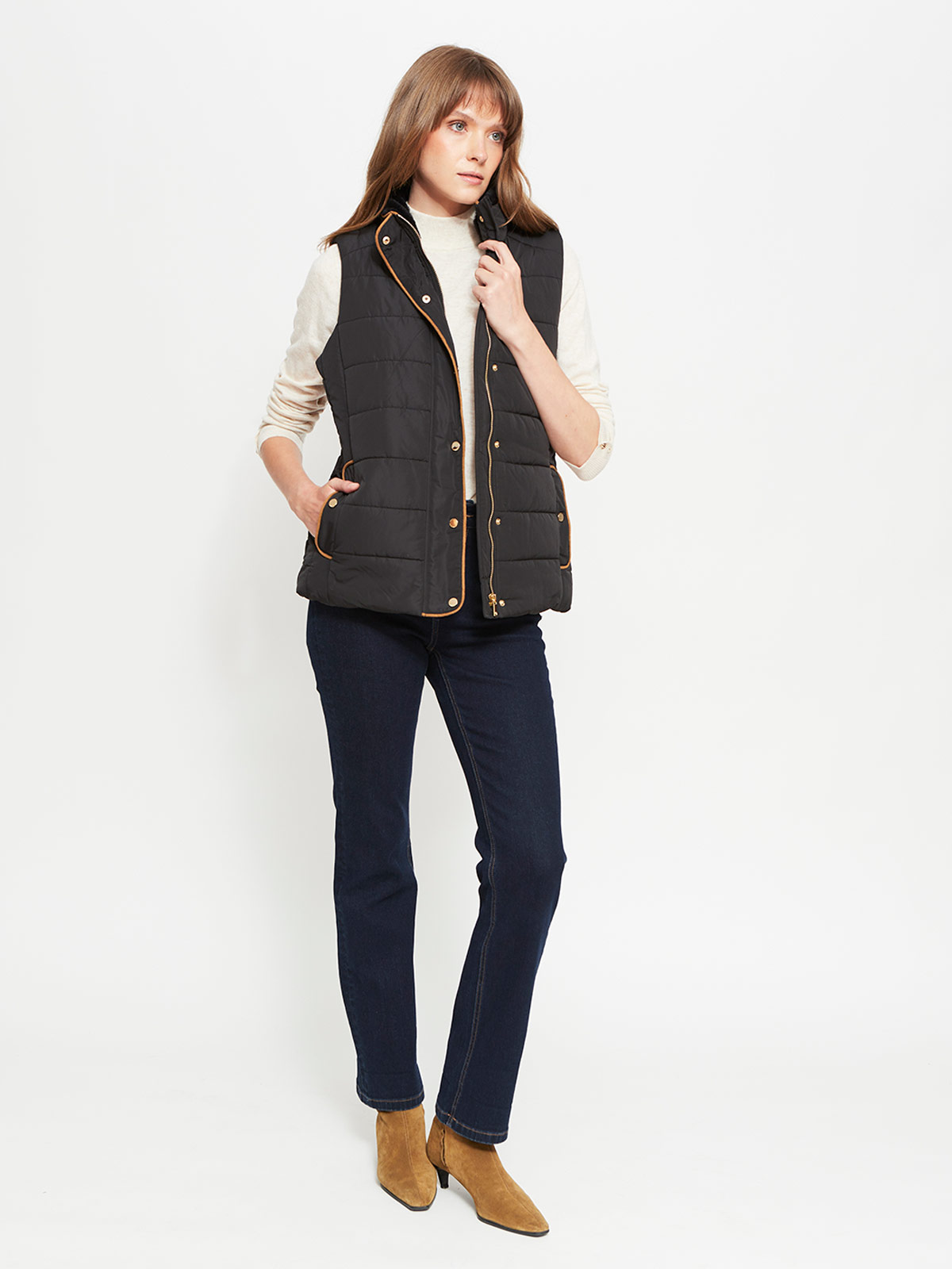 PARKA MUJER CACHAREL CUELLO ALTO SIN MANGAS PELOS - 4