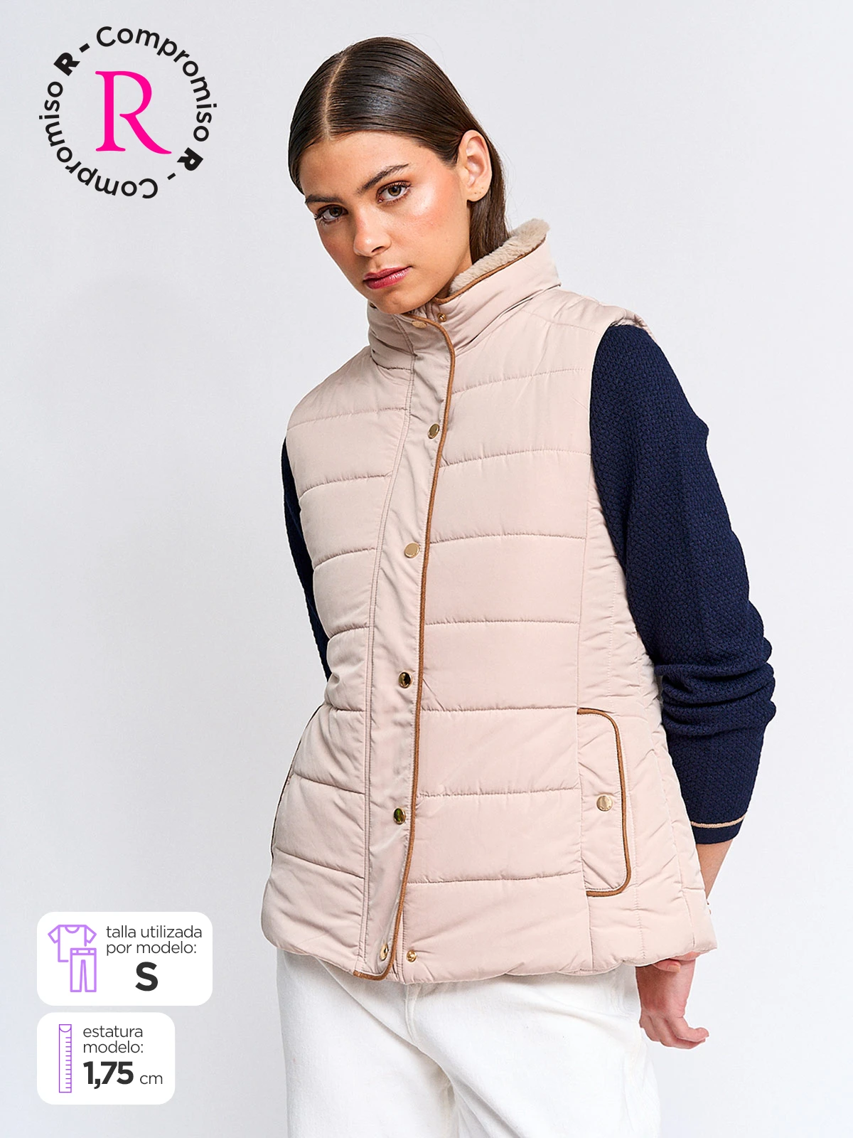 PARKA MUJER CACHAREL CUELLO ALTO SIN MANGAS PELOS - 1