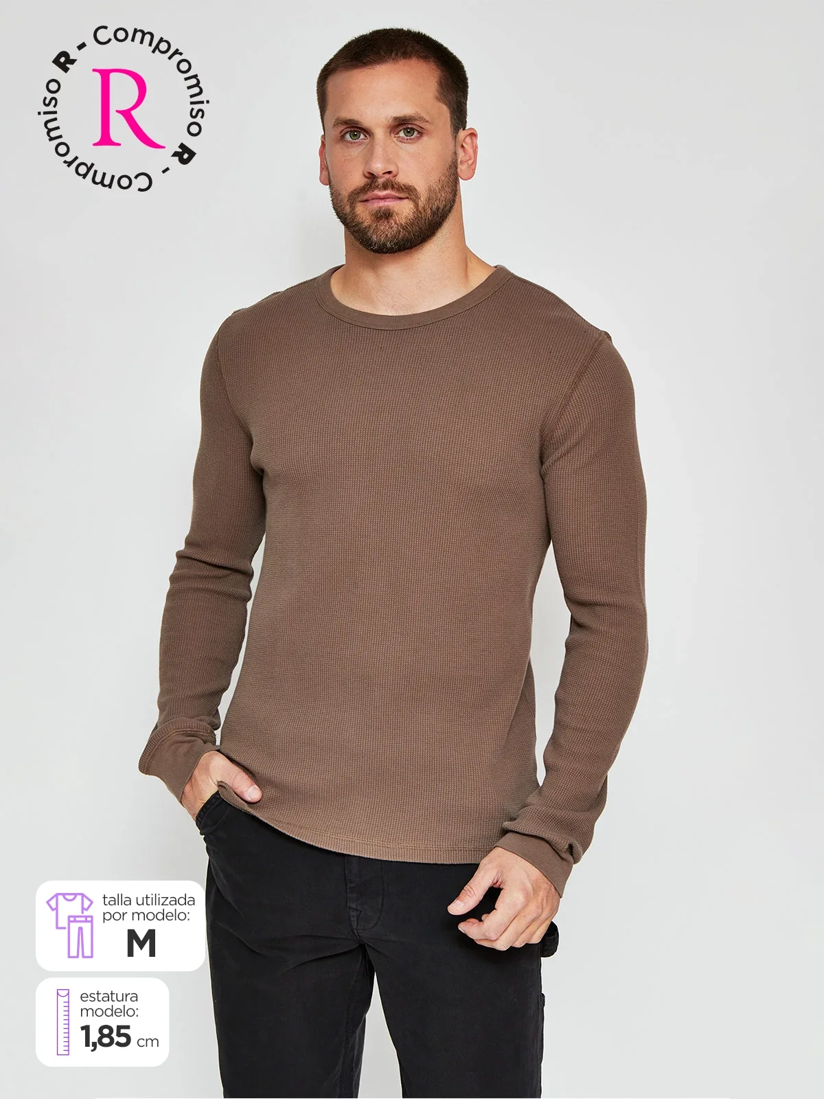 POLERA HOMBRE BARBADOS ALGODÓN MANGA LARGA LAVADA - 1