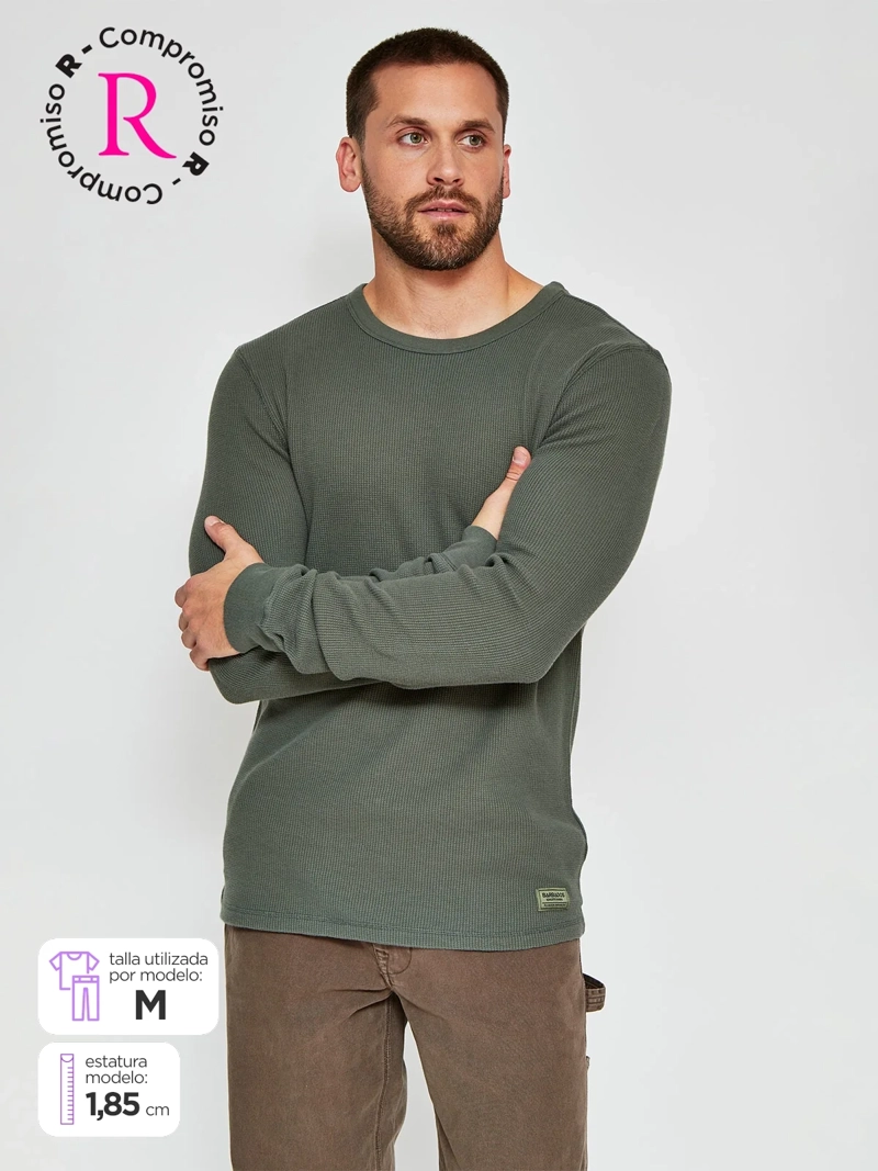 POLERA HOMBRE BARBADOS ALGODÓN MANGA LARGA LAVADA - 1
