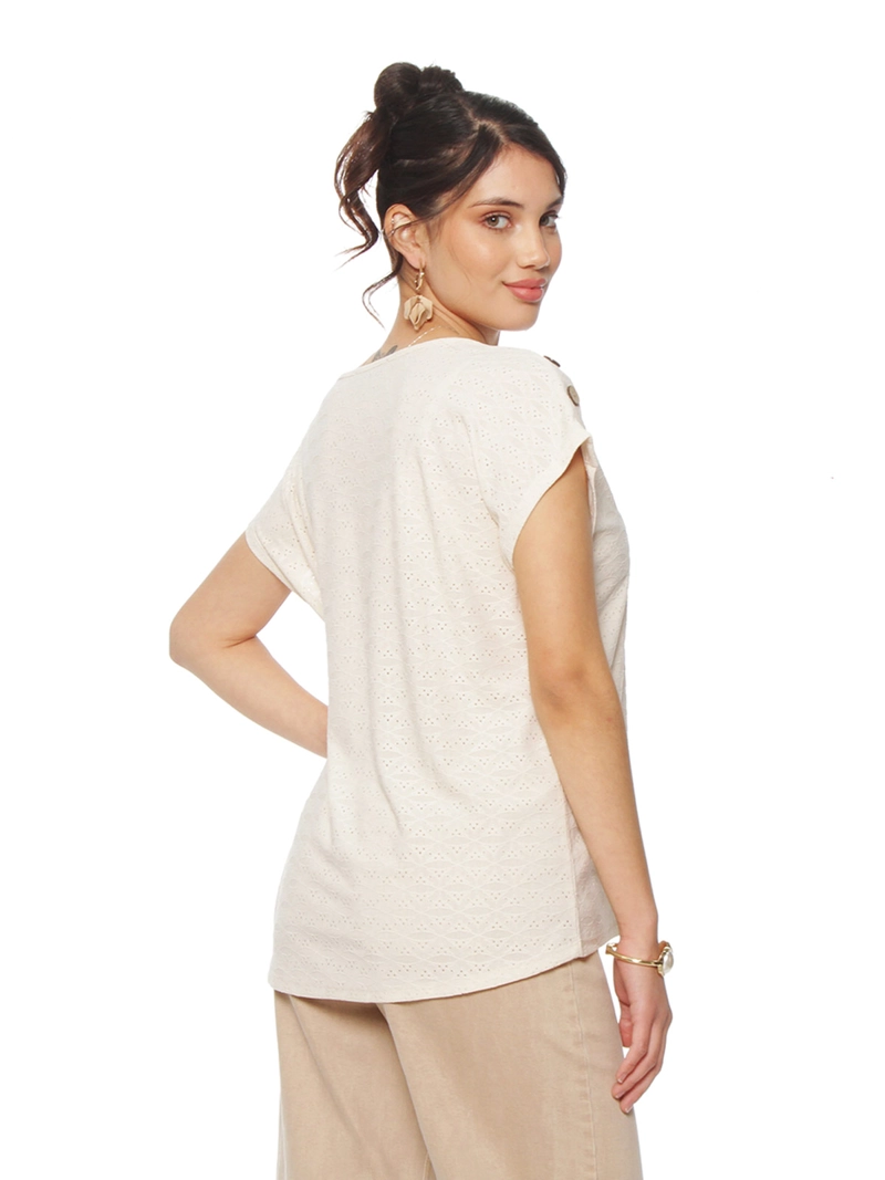 POLERA MUJER WADOS ESCOTE REDONDO MANGA CORTA TEXTURA - 5