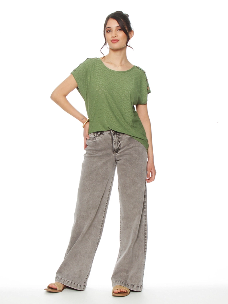 POLERA MUJER WADOS ESCOTE REDONDO MANGA CORTA TEXTURA