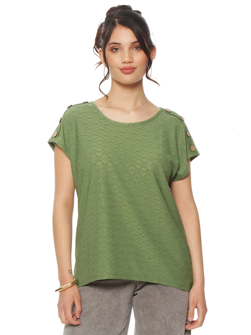 POLERA MUJER WADOS ESCOTE REDONDO MANGA CORTA TEXTURA - 2