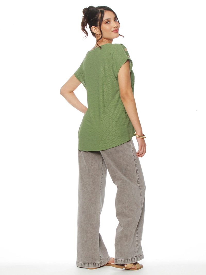 POLERA MUJER WADOS ESCOTE REDONDO MANGA CORTA TEXTURA - 3