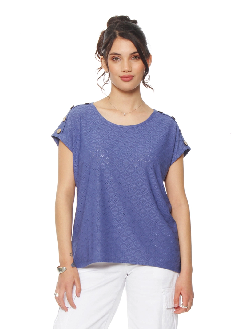 POLERA MUJER WADOS ESCOTE REDONDO MANGA CORTA TEXTURA - 2