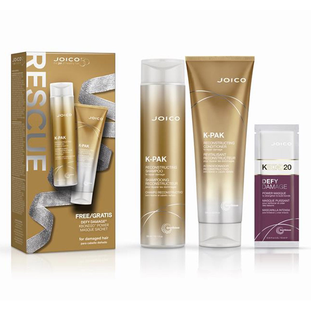 PACK JOICO K-PAK RECONSTRUCTING CHAMPÚ 300 ML + ACONDICIONADOR  250 ML  - 1