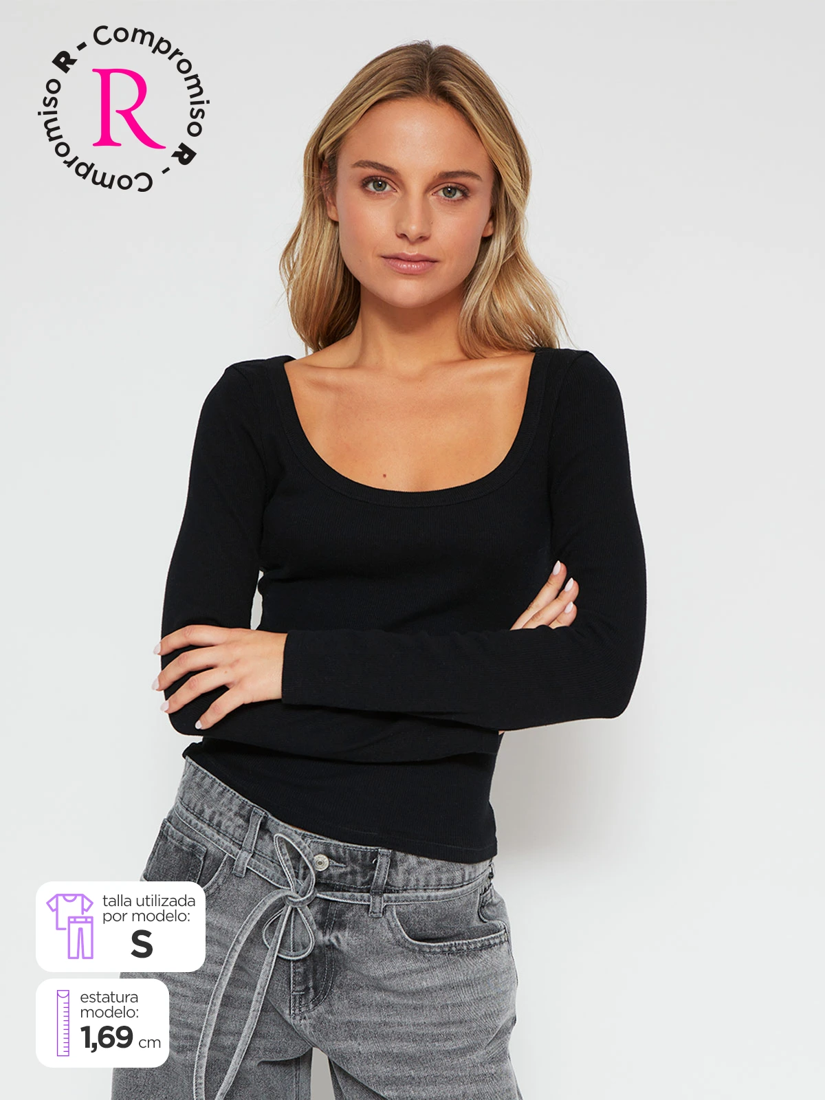 POLERA MUJER INDEX ALGODÓN MANGA LARGA BÁSICA