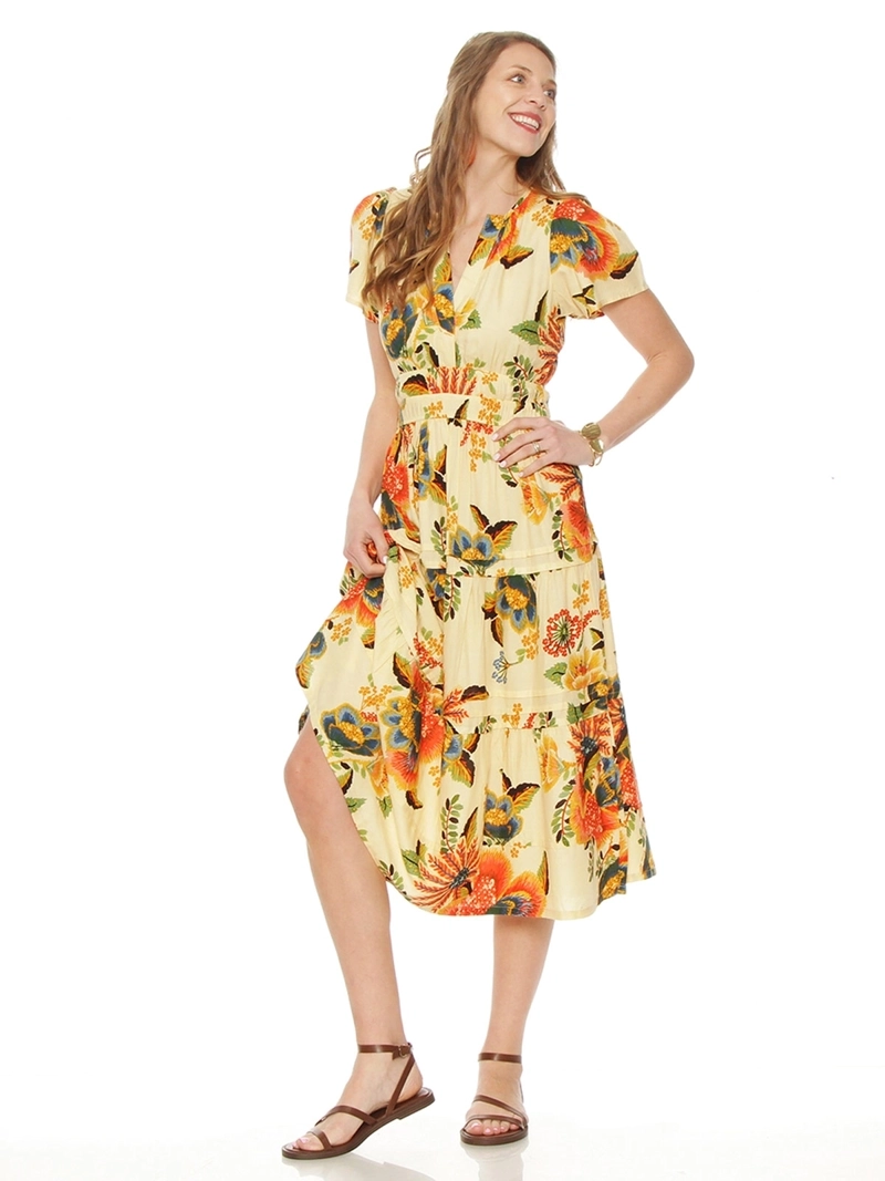 VESTIDO MUJER WADOS MANGA CORTA ESTAMPADO ESCOTE EN V - 2