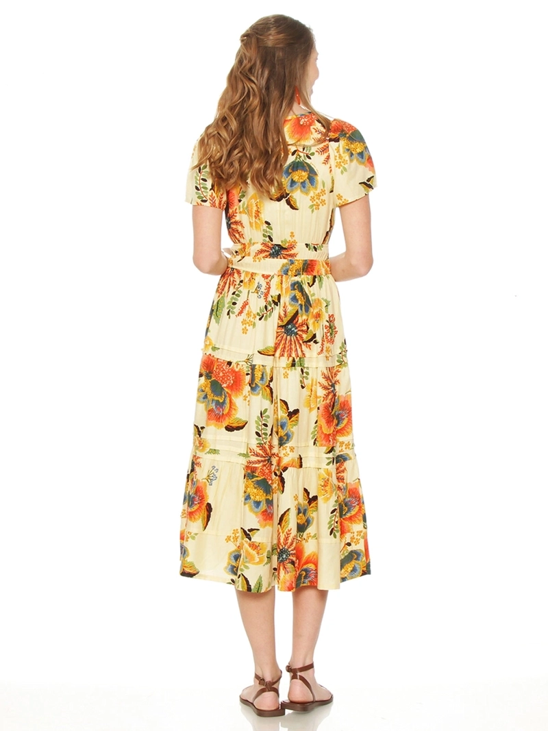 VESTIDO MUJER WADOS MANGA CORTA ESTAMPADO ESCOTE EN V - 3