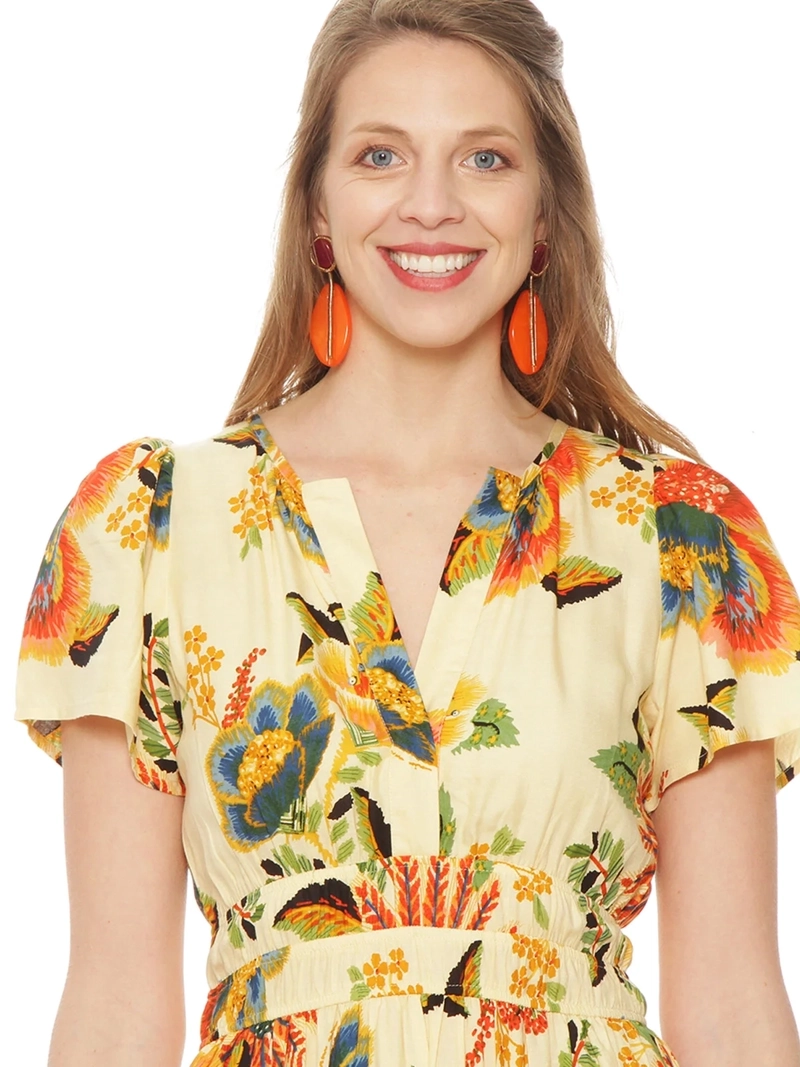 VESTIDO MUJER WADOS MANGA CORTA ESTAMPADO ESCOTE EN V - 4