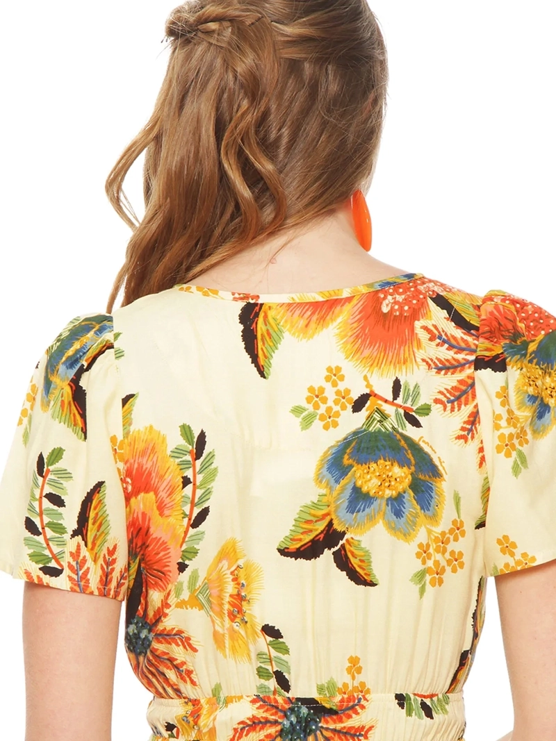VESTIDO MUJER WADOS MANGA CORTA ESTAMPADO ESCOTE EN V - 7