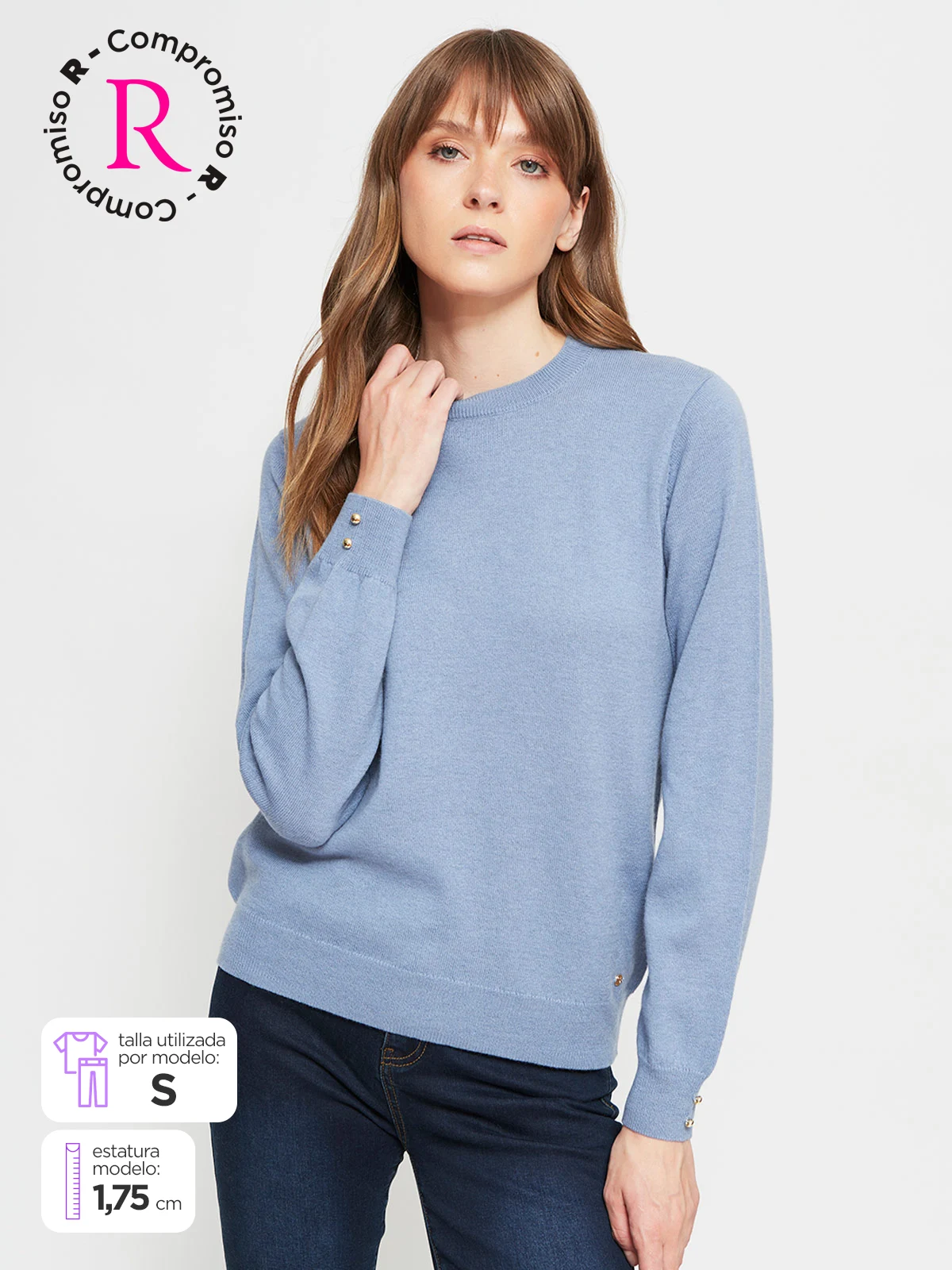 SWEATER MUJER CACHAREL LANA MANGA LARGA BOTONES - 1