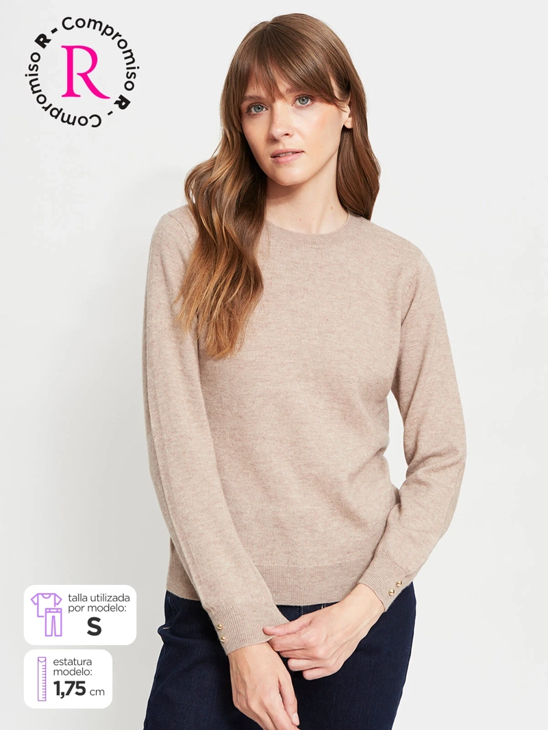 SWEATER MUJER CACHAREL LANA MANGA LARGA BOTONES - 1
