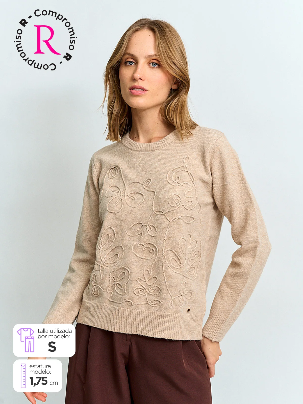 CACHAREL SWEATER MUJER CACHAREL CUELLO REDONDO MANGA LARGA