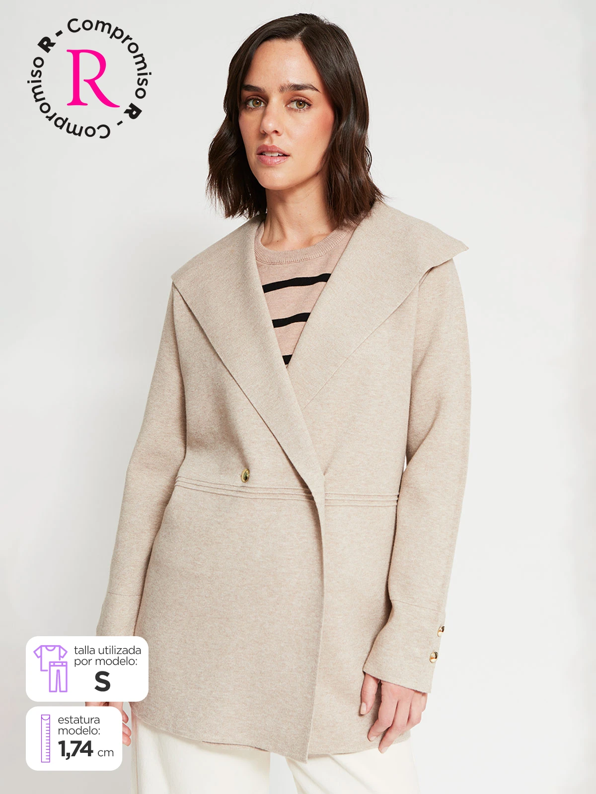 CARDIGAN MUJER CACHAREL LARGO BOTONES - 1