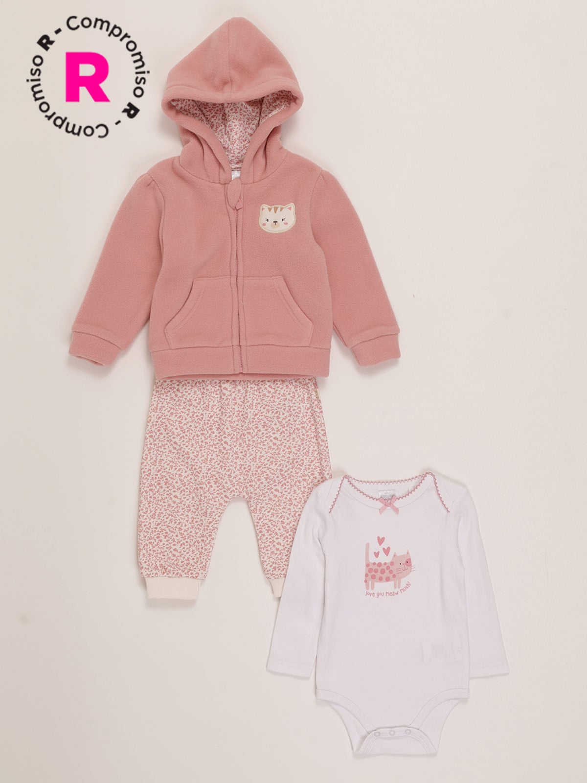 CONJUNTO NIÑA BABY HARVEST POLERÓN POLAR PANTALÓN Y BODY - 1