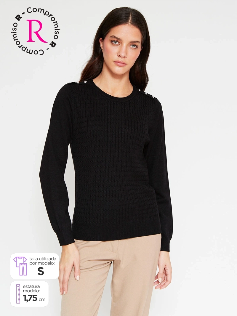SWEATER MUJER CACHAREL CUELLO REDONDO MANGA LARGA - 1