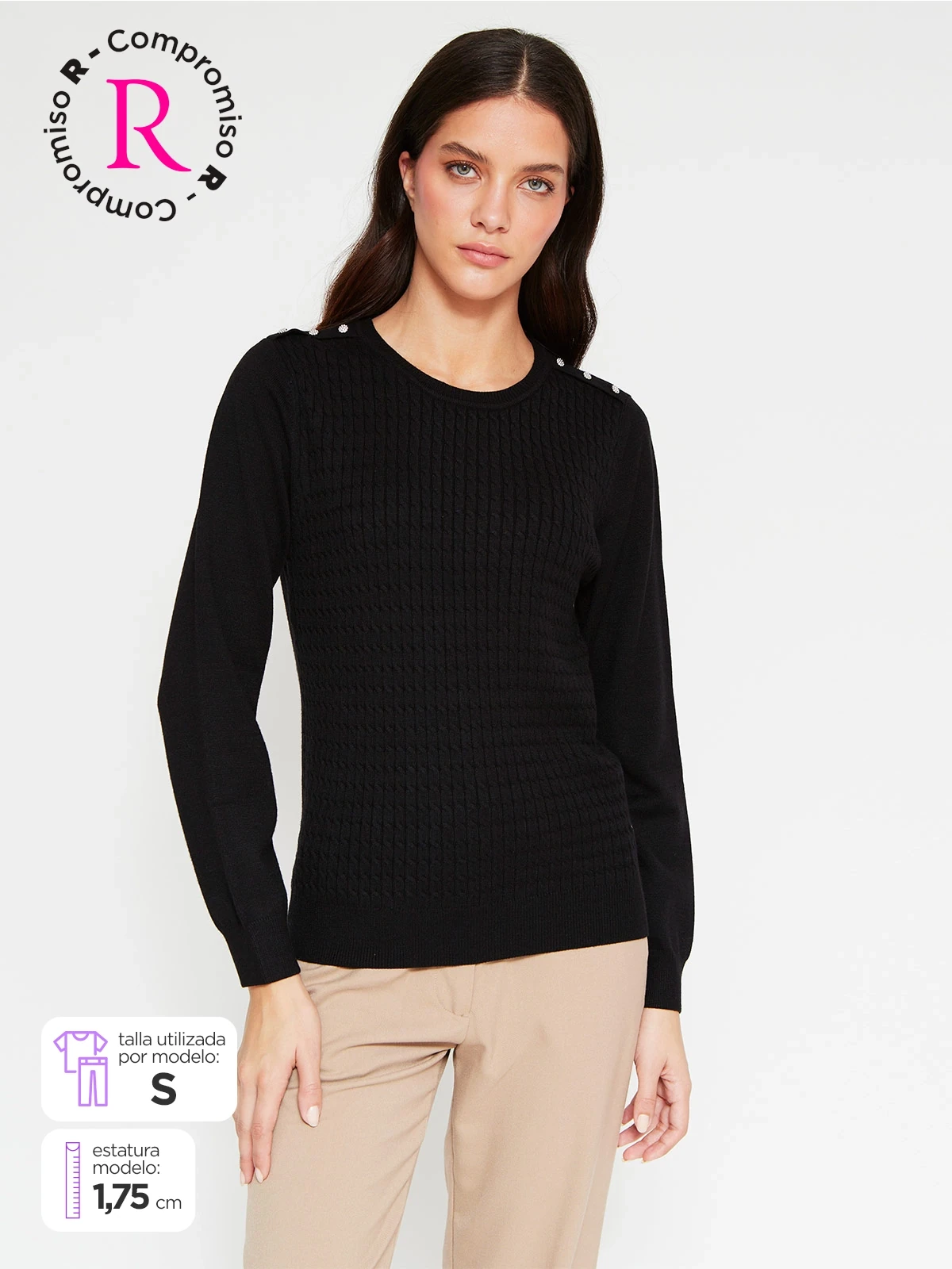 SWEATER MUJER CACHAREL CUELLO REDONDO MANGA LARGA - 1