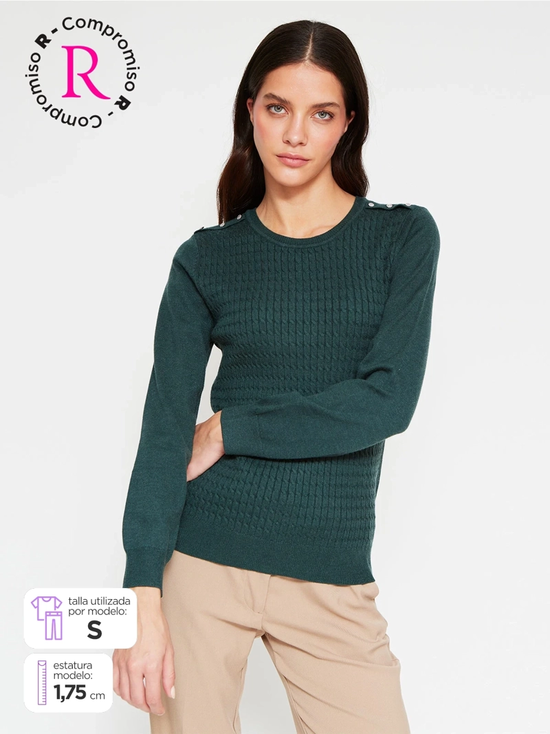 SWEATER MUJER CACHAREL CUELLO REDONDO MANGA LARGA - 1