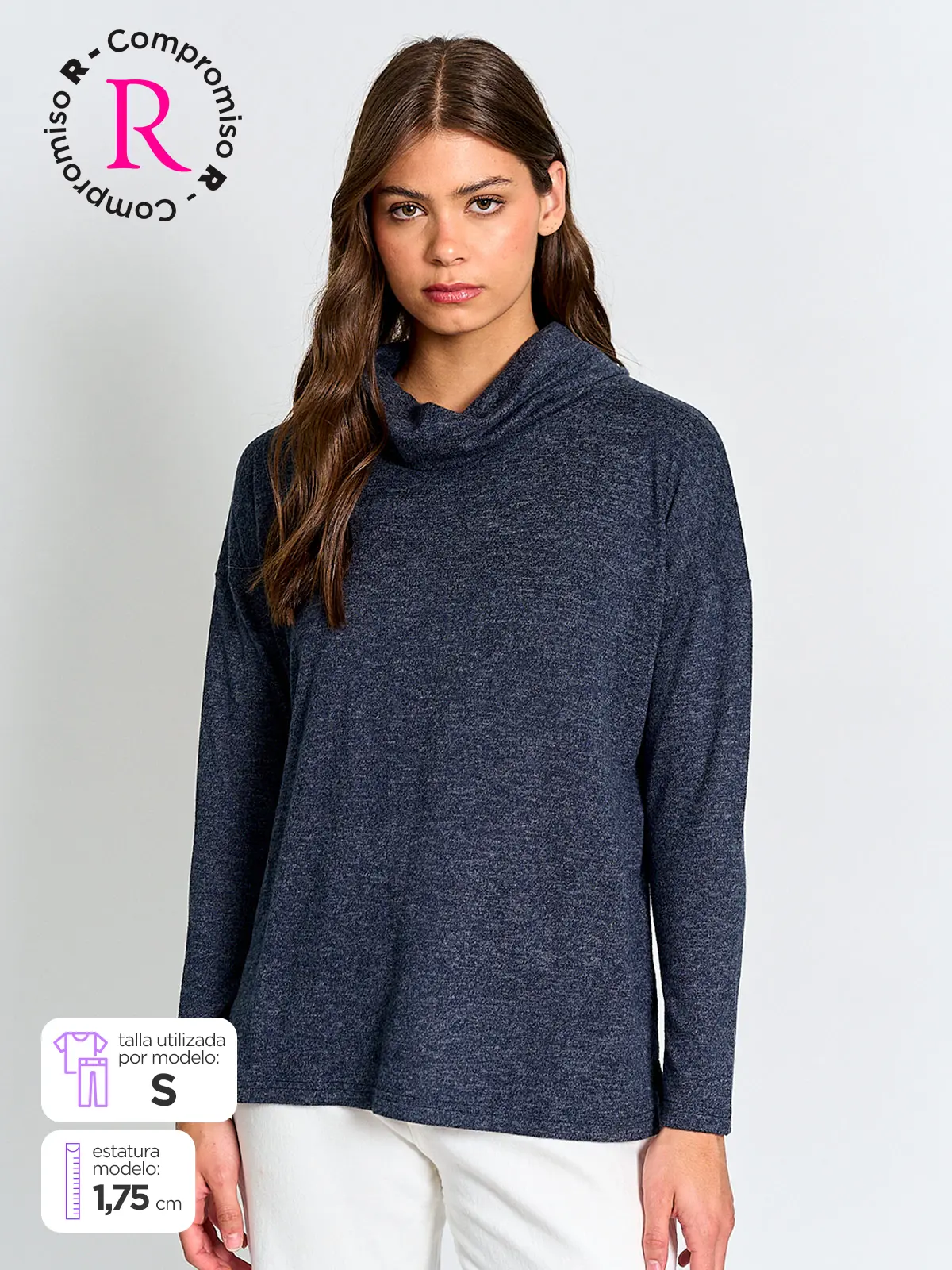 POLERA MUJER AZIZ MANGA LARGA BÁSICA - 1