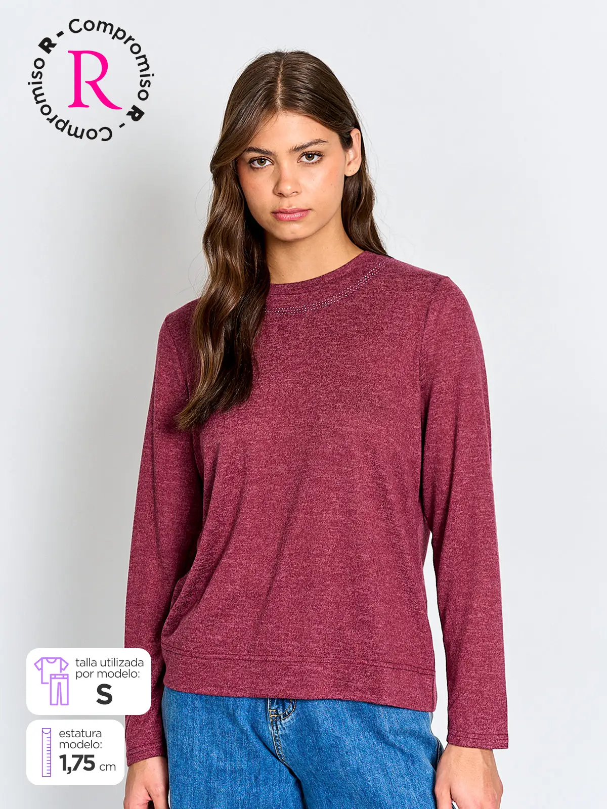 POLERA MUJER AZIZ MANGA LARGA TACHAS - 1