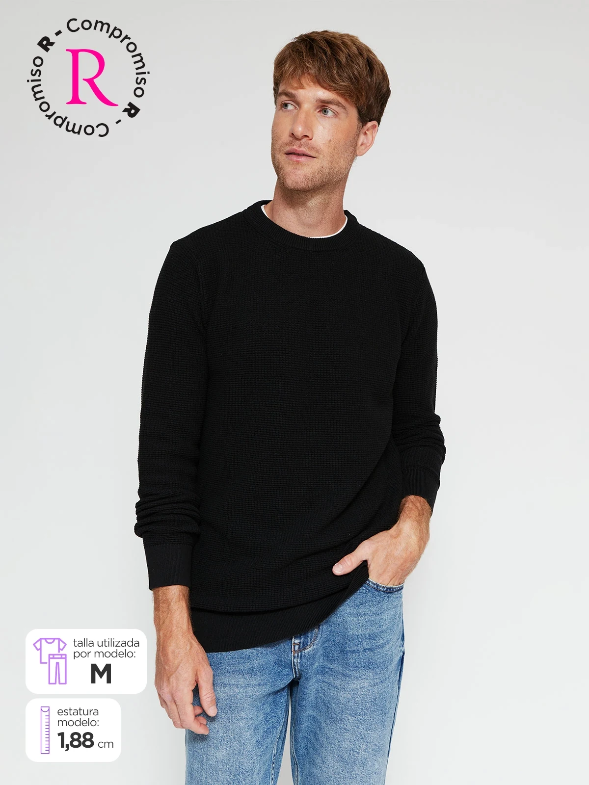 SWEATER HOMBRE ROBERT LEWIS ALGODÓN CUELLO REDONDO - 1