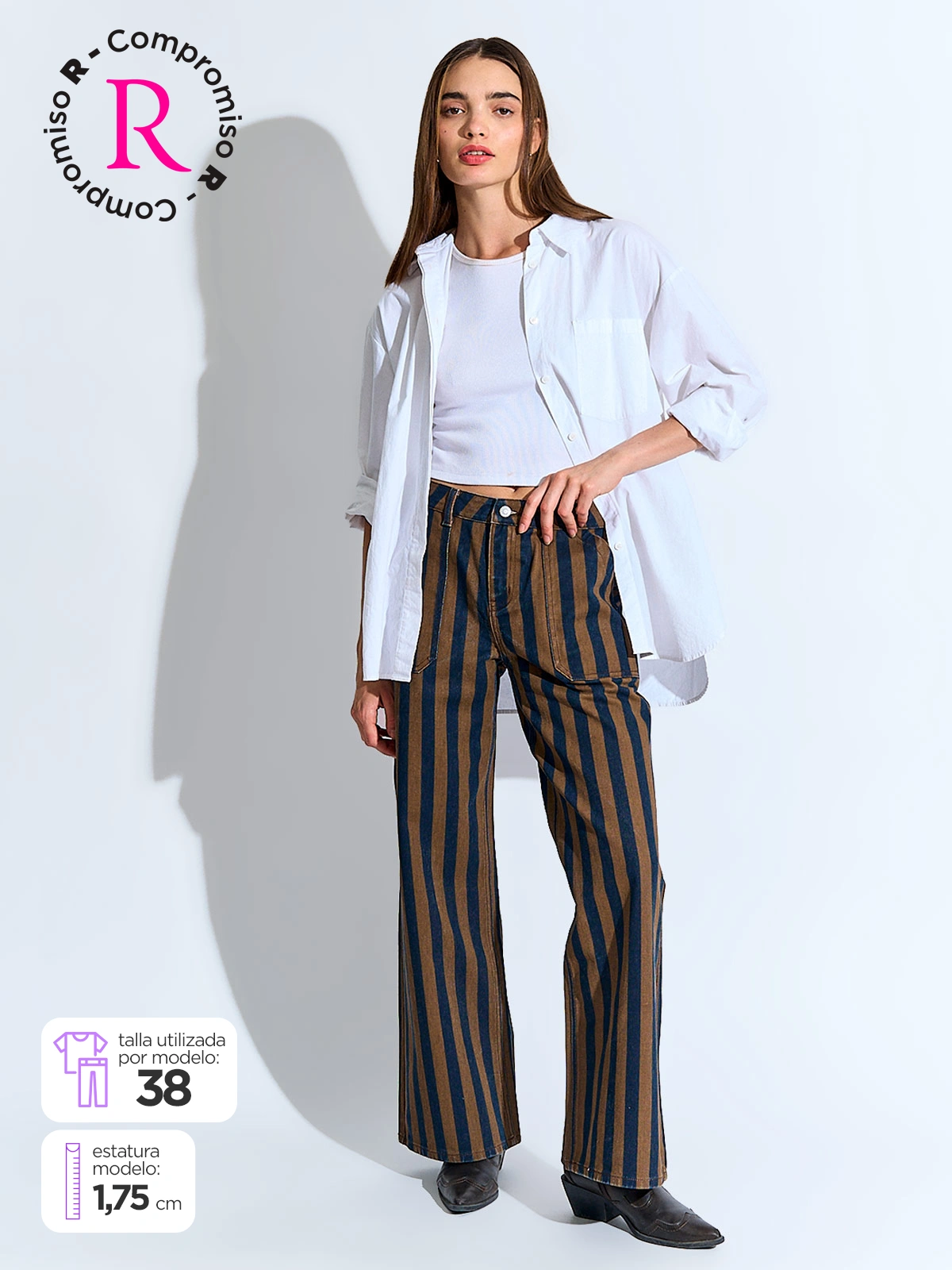 JEANS MUJER BARBADOS ALGODÓN RAYAS - 1