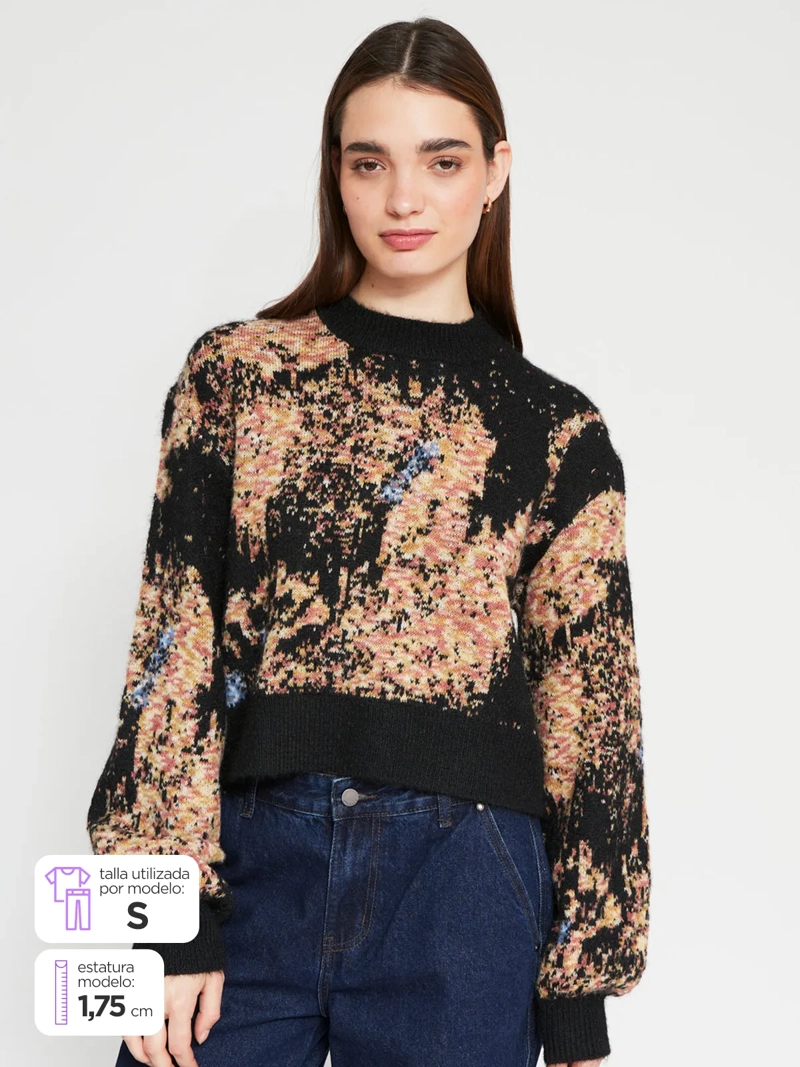 SWEATER MUJER BARBADOS JACQUARD CROPPED - 1