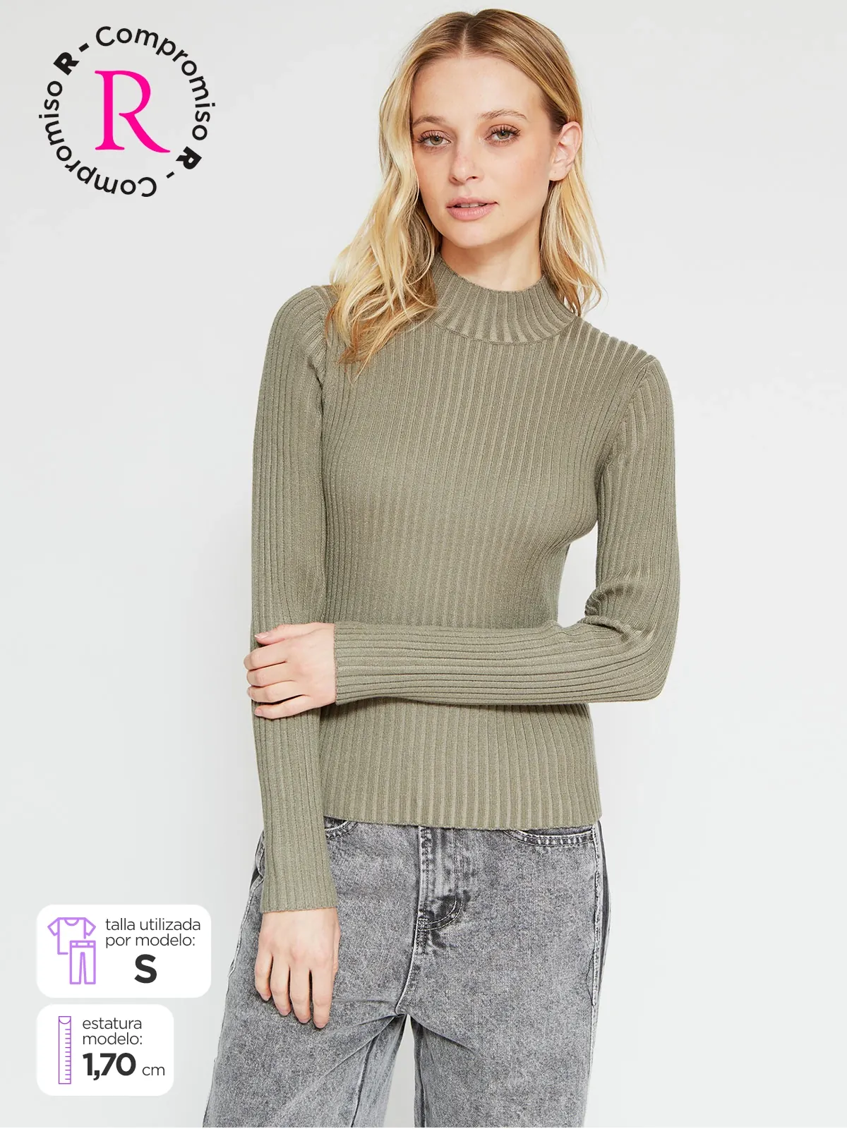 SWEATER MUJER BARBADOS CUELLO ALTO ACANALADO - 1