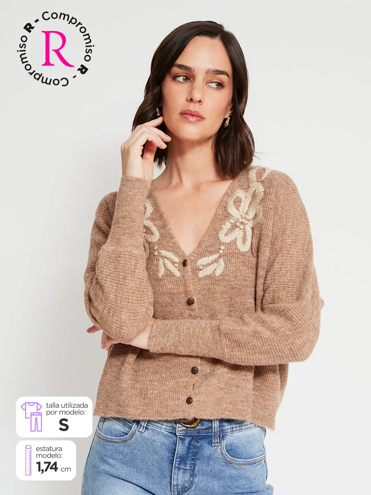 CARDIGAN MUJER TATIENNE BORDADO FLORES - 1