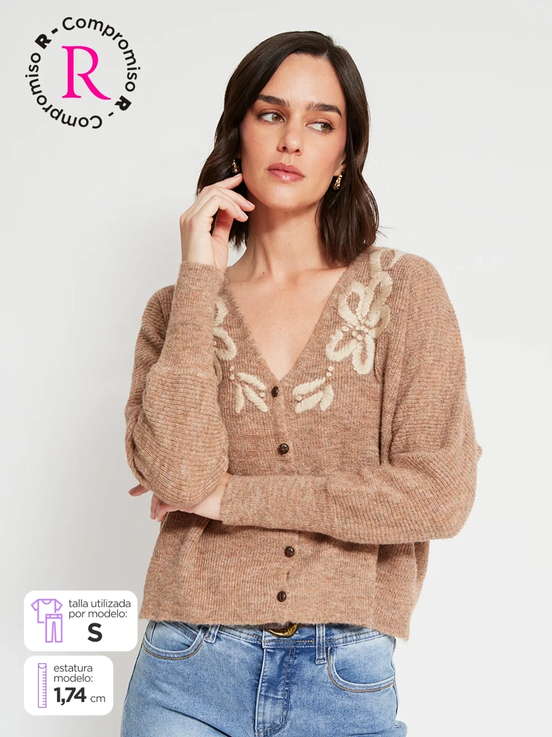 CARDIGAN MUJER TATIENNE BORDADO FLORES - 1