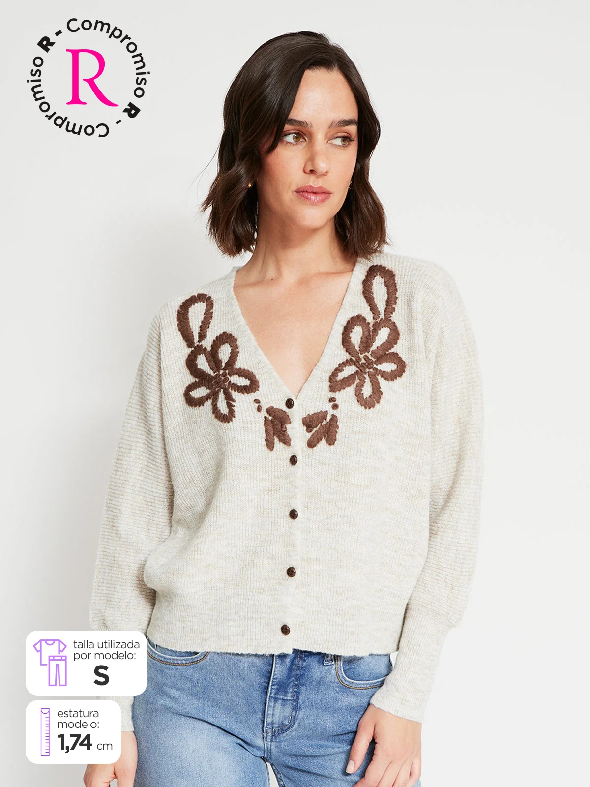 CARDIGAN MUJER TATIENNE BORDADO FLORES - 1