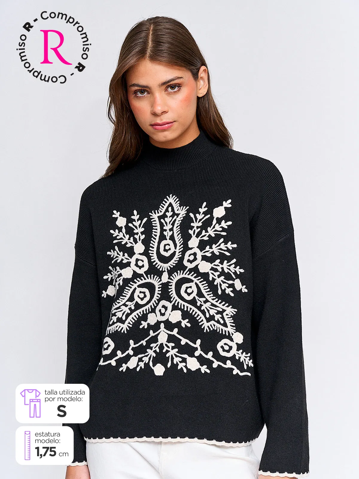 SWEATER MUJER TATIENNE CUELLO REDONDO ESTAMPADO - 1