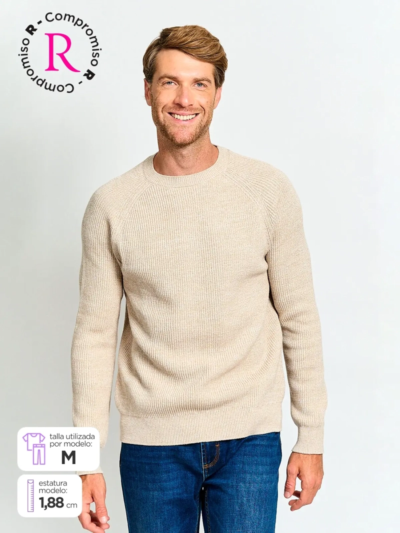 SWEATER HOMBRE CACHAREL ALGODÓN CUELLO REDONDO - 1