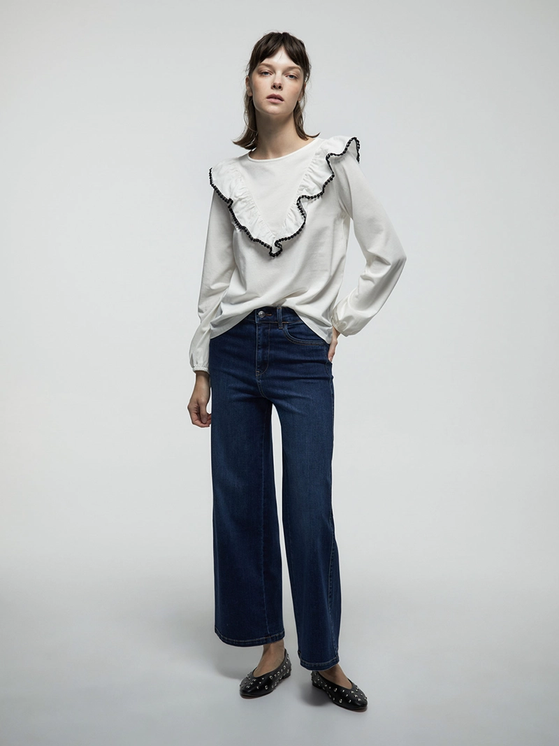 POLERA MUJER SFERA ALGODÓN MANGA LARGA BOLITAS - 1