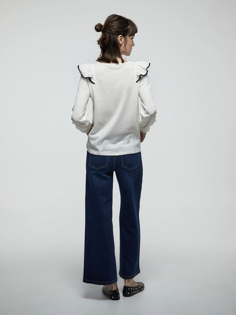 POLERA MUJER SFERA ALGODÓN MANGA LARGA BOLITAS - 3