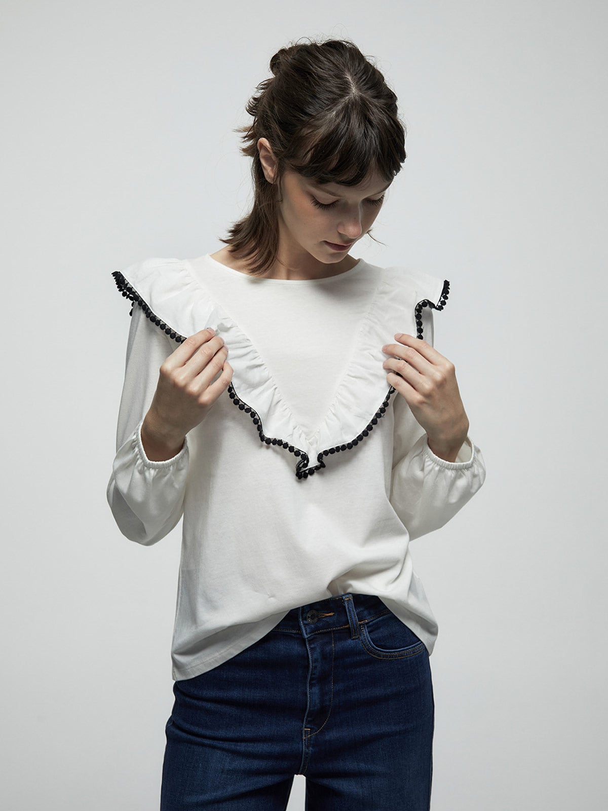 POLERA MUJER SFERA ALGODÓN MANGA LARGA BOLITAS - 2