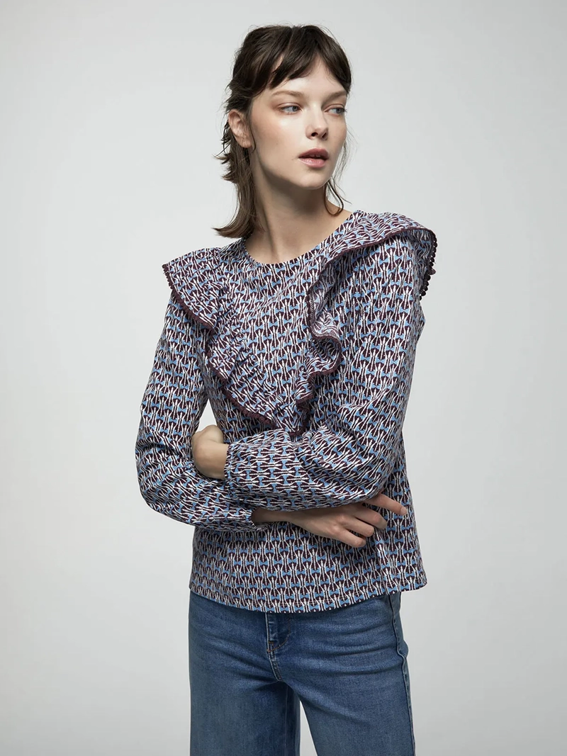 POLERA MUJER SFERA ALGODÓN MANGA LARGA BOLITAS - 2