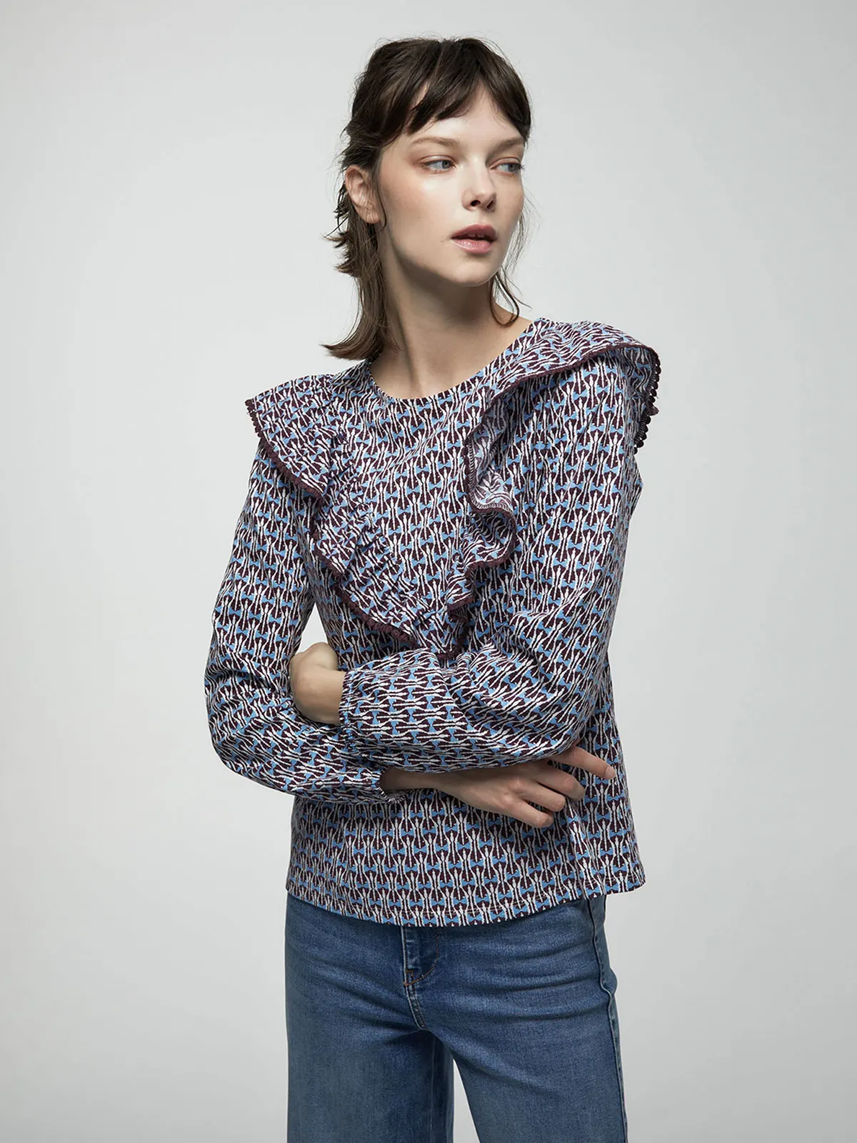 POLERA MUJER SFERA ALGODÓN MANGA LARGA BOLITAS - 2