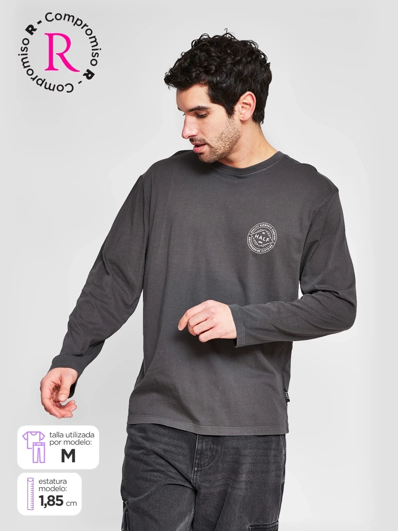 POLERA HOMBRE HALF ALGODÓN MANGA LARGA PRINT - 1