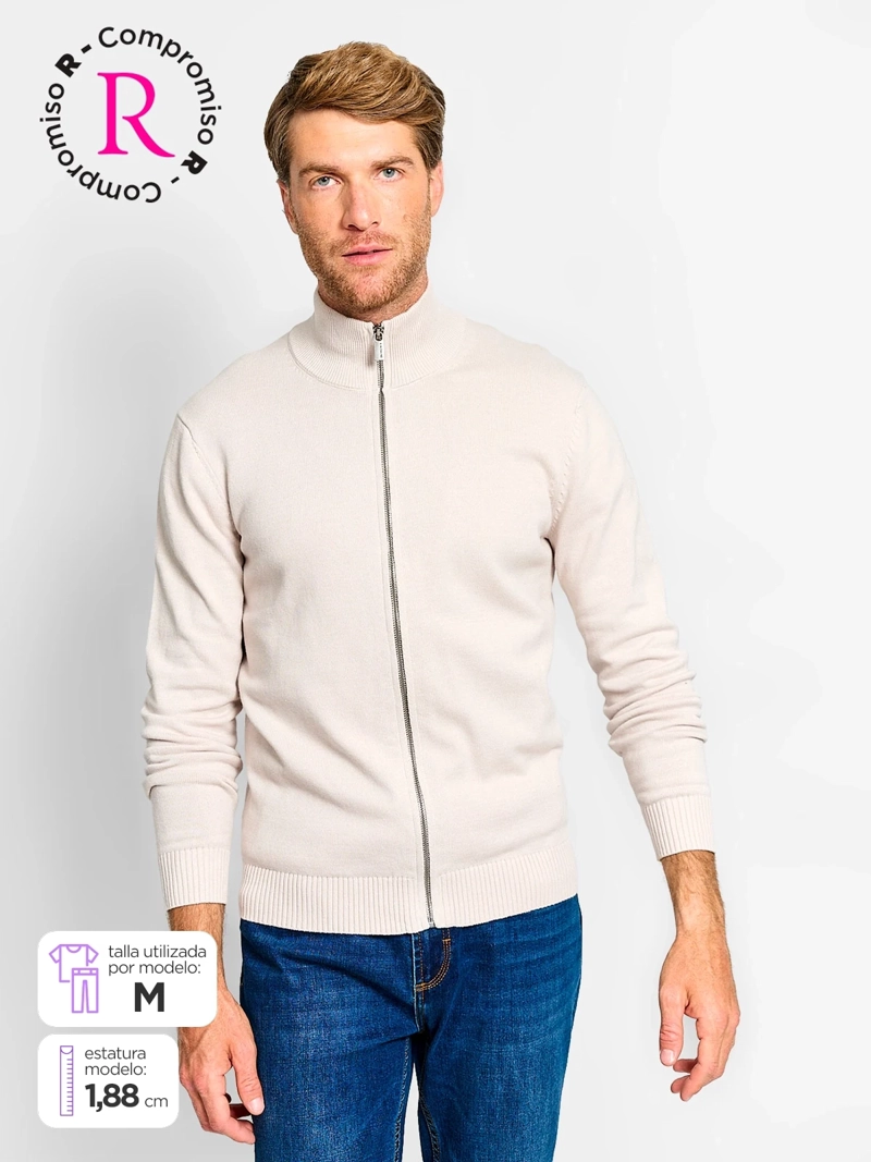 SWEATER HOMBRE CACHAREL ALGODÓN FULL ZIPPER - 1